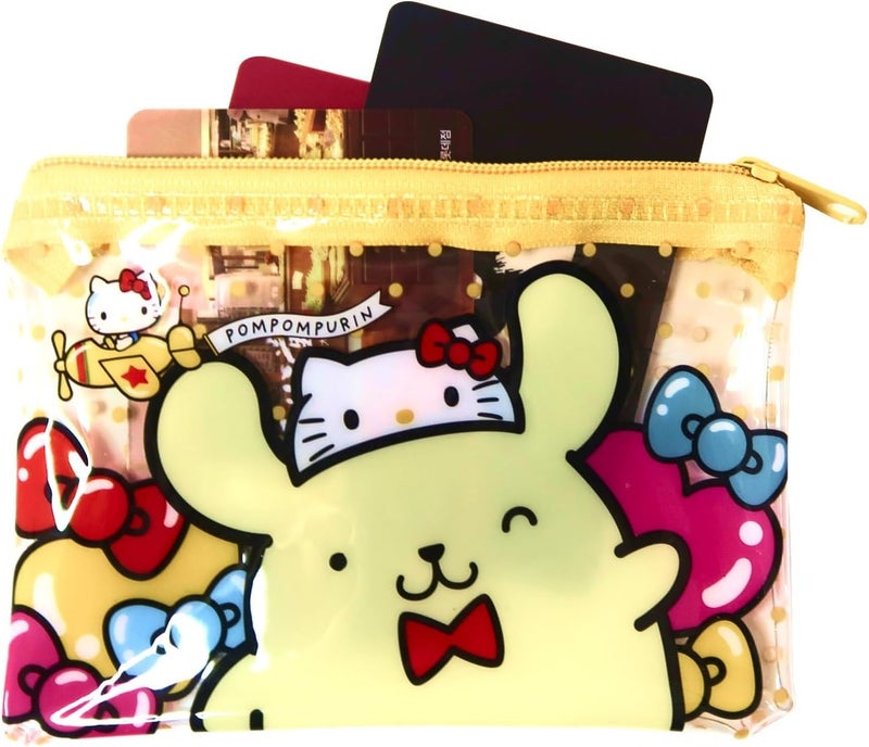 MENBLY 50th anniversary Flat pouch, Cute Vinyl Zipper Pouch, Card Wallet & Case, Kawaii Pouch Bag, 12x7.5x1cm (Yellow Pompom-Puin) - Image 3